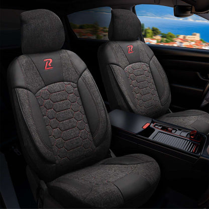 Pokrowce na fotele samochodowe OLIMP - SZARO CZERWONY (KOMPLET) 