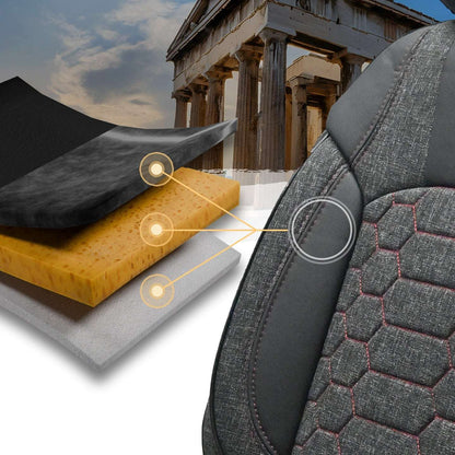 Pokrowce na fotele samochodowe OLIMP - SZARO CZERWONY (KOMPLET) 