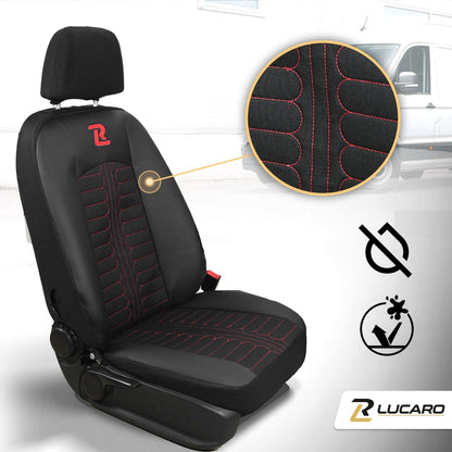 Pokrowce na fotele TORNADO Mercedes Sprinter 3 od 2018 1+2 Czarno - Czerwony 