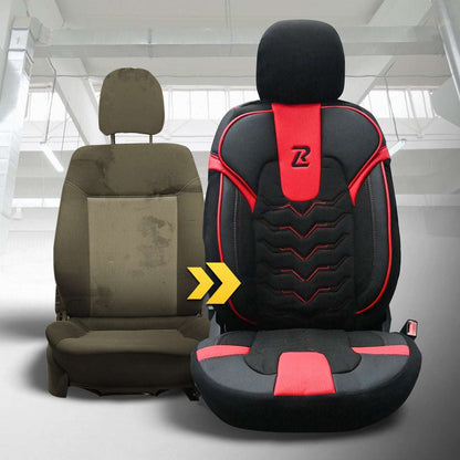 Pokrowce na fotele samochodowe OPTIMUS - CZARNO CZERWONY (KOMPLET) 