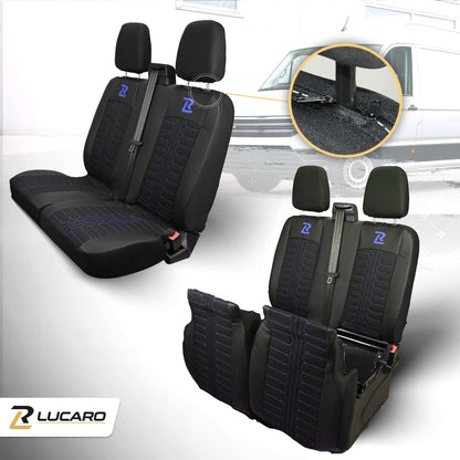 Pokrowce na fotele TORNADO Ford Transit, Transit Custom od 2013 1+2 CZARNO - NIEBIESKI 