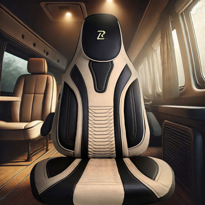 Pokrowce na fotele do Kampera Fiat Ducato, Peugeot Boxer, Citroen Jumper, Opel Movano C - PORTOFINO - Beżowo czarne 