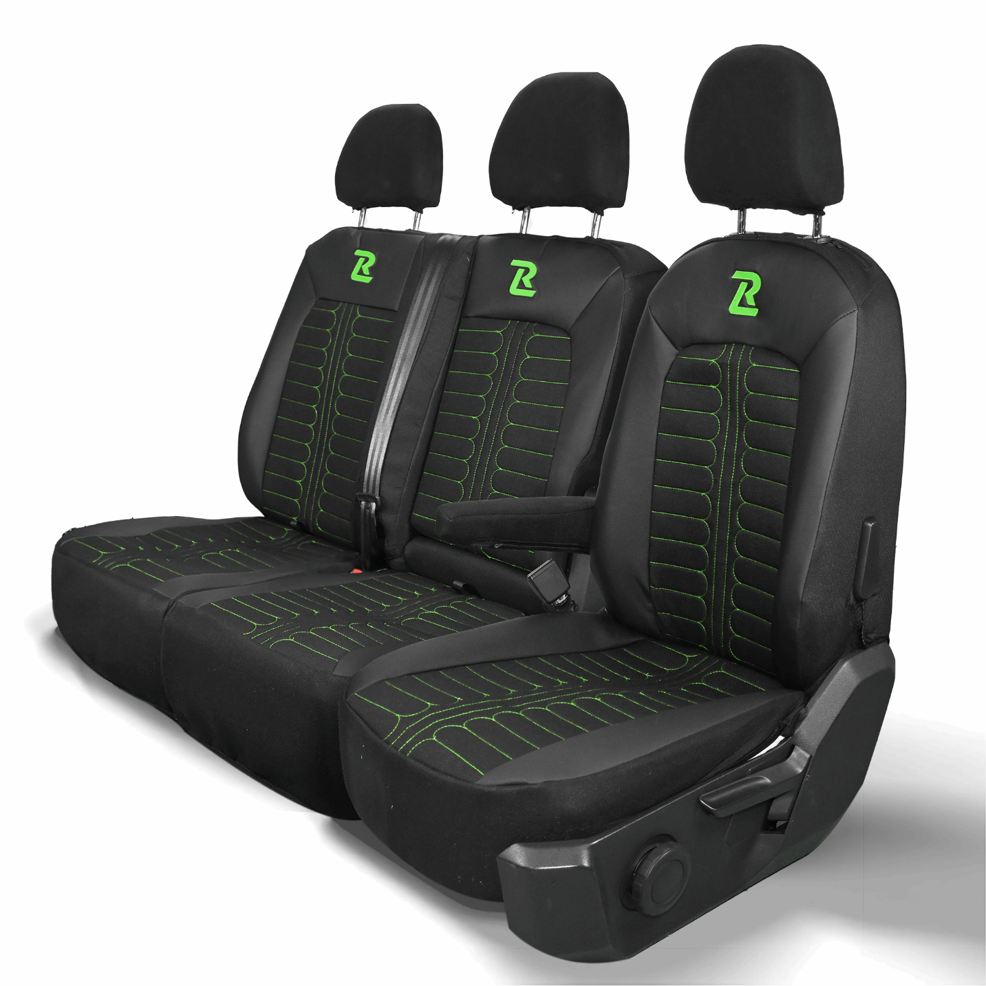 Pokrowce na fotele samochodowe TORNADO Volkswagen Crafter 2, MAN TGE 1+2 Czarno - Zielone 