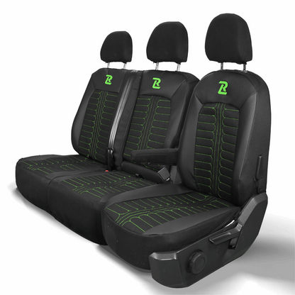 Pokrowce na fotele samochodowe TORNADO Volkswagen Crafter 2, MAN TGE 1+2 Czarno - Zielone 