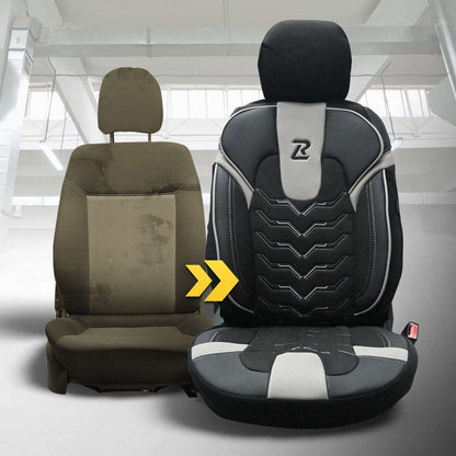 Pokrowce na fotele samochodowe OPTIMUS - CZARNO SZARY (KOMPLET) 